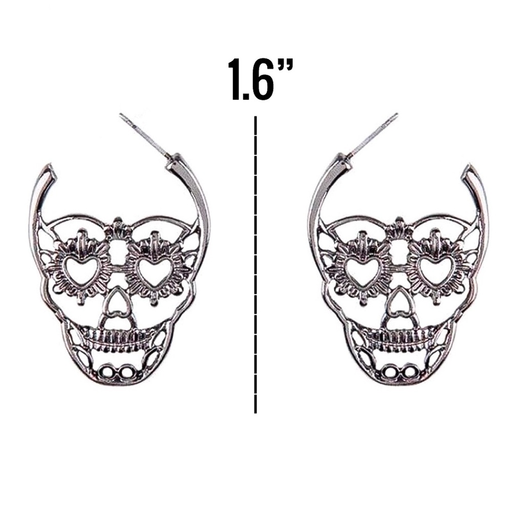 Any 2/$20! Silver Sugar Skull/Day of Dead Earrings - Picture 7 of 9
